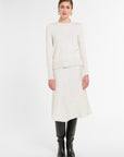 Crewneck with Slit in Domino Multi, front view | Eleanor Leftwich
