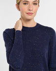 Crewneck with Slit in Midnight Multi, close-up detail | Eleanor Leftwich