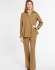 Eleanor Shirt in Cognac Virgin Wool, front view | Eleanor Leftwich