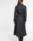 Eleanor Shirt Dress in Charcoal Chalk Stripe, back view | Eleanor Leftwich