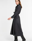 Eleanor Shirt Dress in Charcoal Chalk Stripe, side view | Eleanor Leftwich