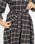 Eleanor Shirt Dress in Dark Grey Flannel, close-up detail | Eleanor Leftwich