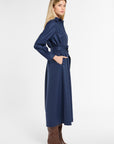 Eleanor Shirt Dress in Midnight Chalk Stripe, side view | Eleanor Leftwich