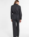 Ellis Pants in Charcoal Chalk Stripe, back view | Eleanor Leftwich
