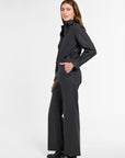 Ellis Pants in Charcoal Chalk Stripe, side view | Eleanor Leftwich