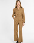 Ellis Pants in Cognac Virgin Wool, front view | Eleanor Leftwich
