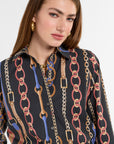 Jackie Shirt in Chain Print, close-up detail | Eleanor Leftwich