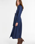 Jackie Shirt Dress in Navy Cashmere Silk, side view | Eleanor Leftwich