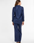 Jackie Shirt in Navy Cashmere Silk, back view | Eleanor Leftwich