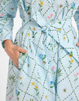 Floral patterned dress with a white background