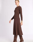 Ribbed Cashmere Flared Skirt