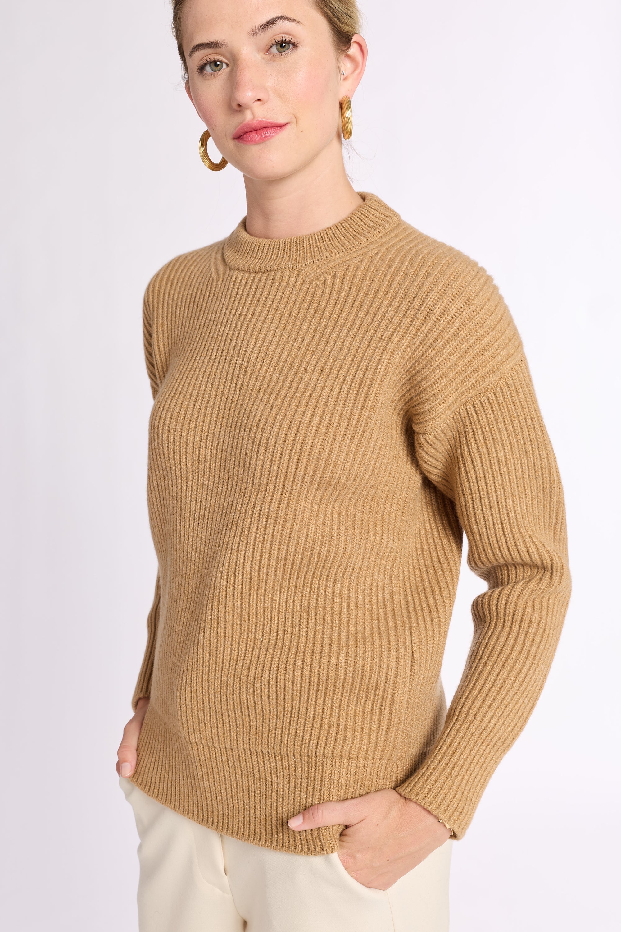 Ribbed Cashmere Crew