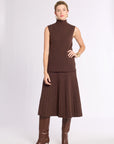 Ribbed Cashmere Flared Skirt