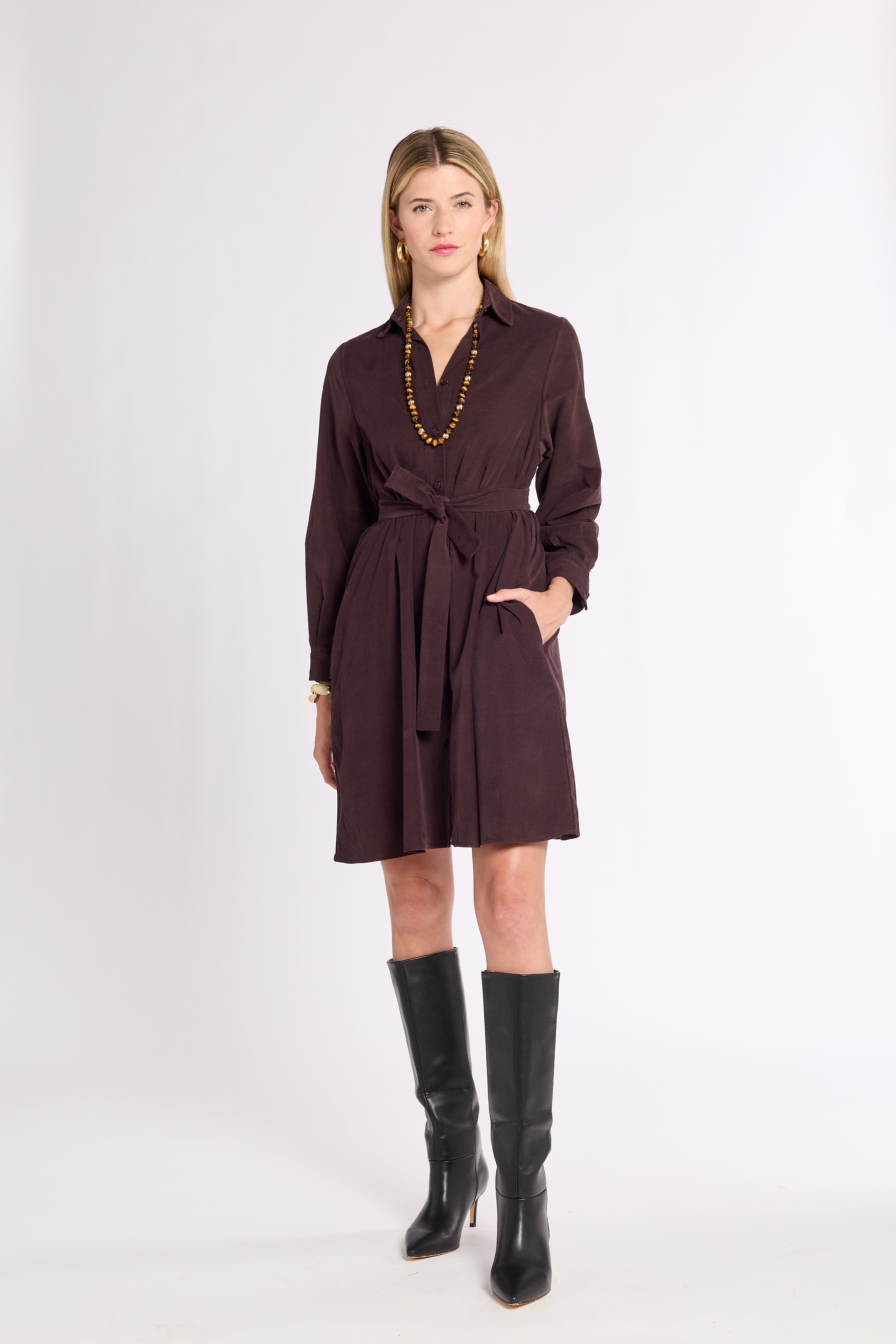 Stephanie Dress Chocolate Corduroy / L