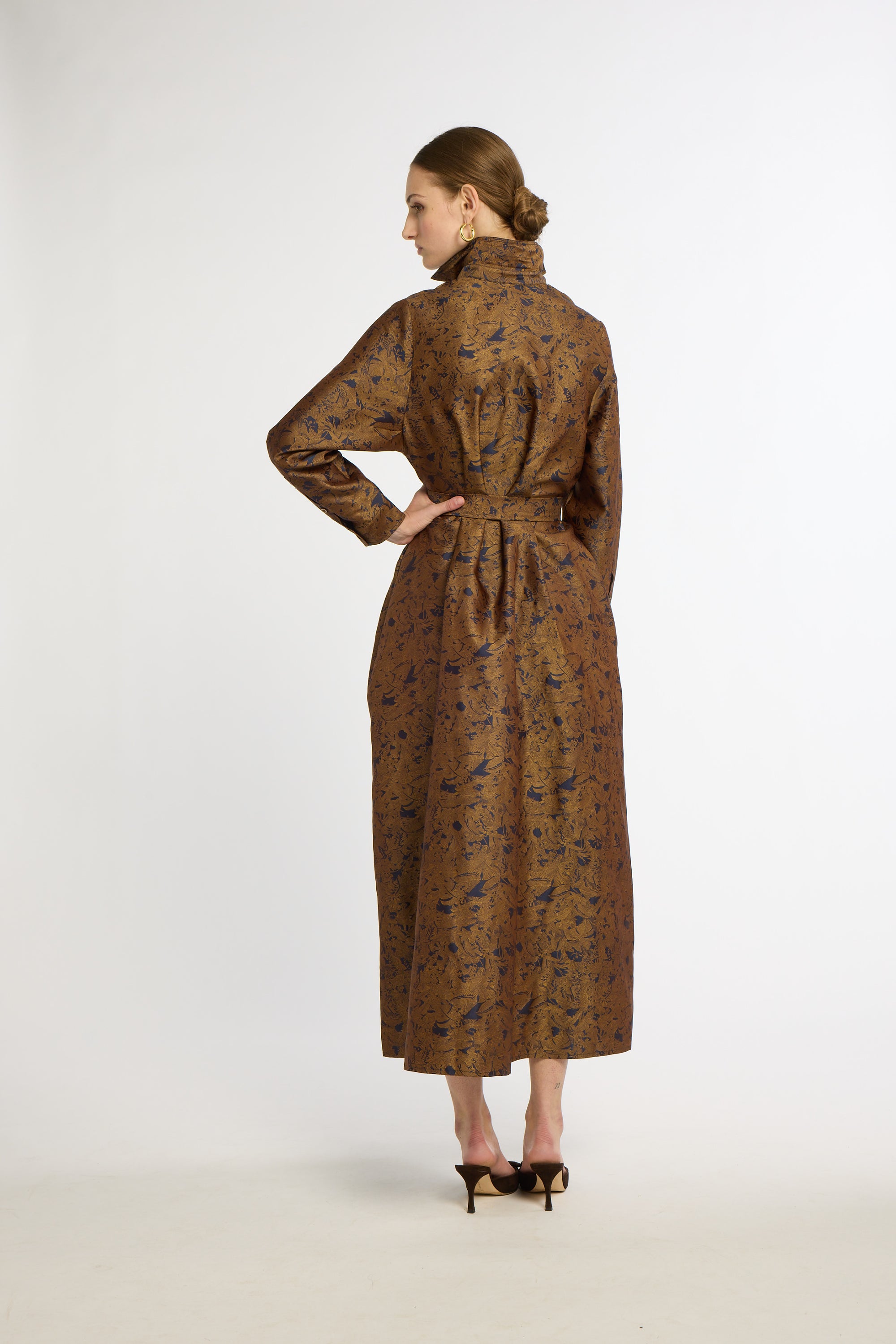 Limited Edition Eleanor Shirt Dress Navy & Copper Floral