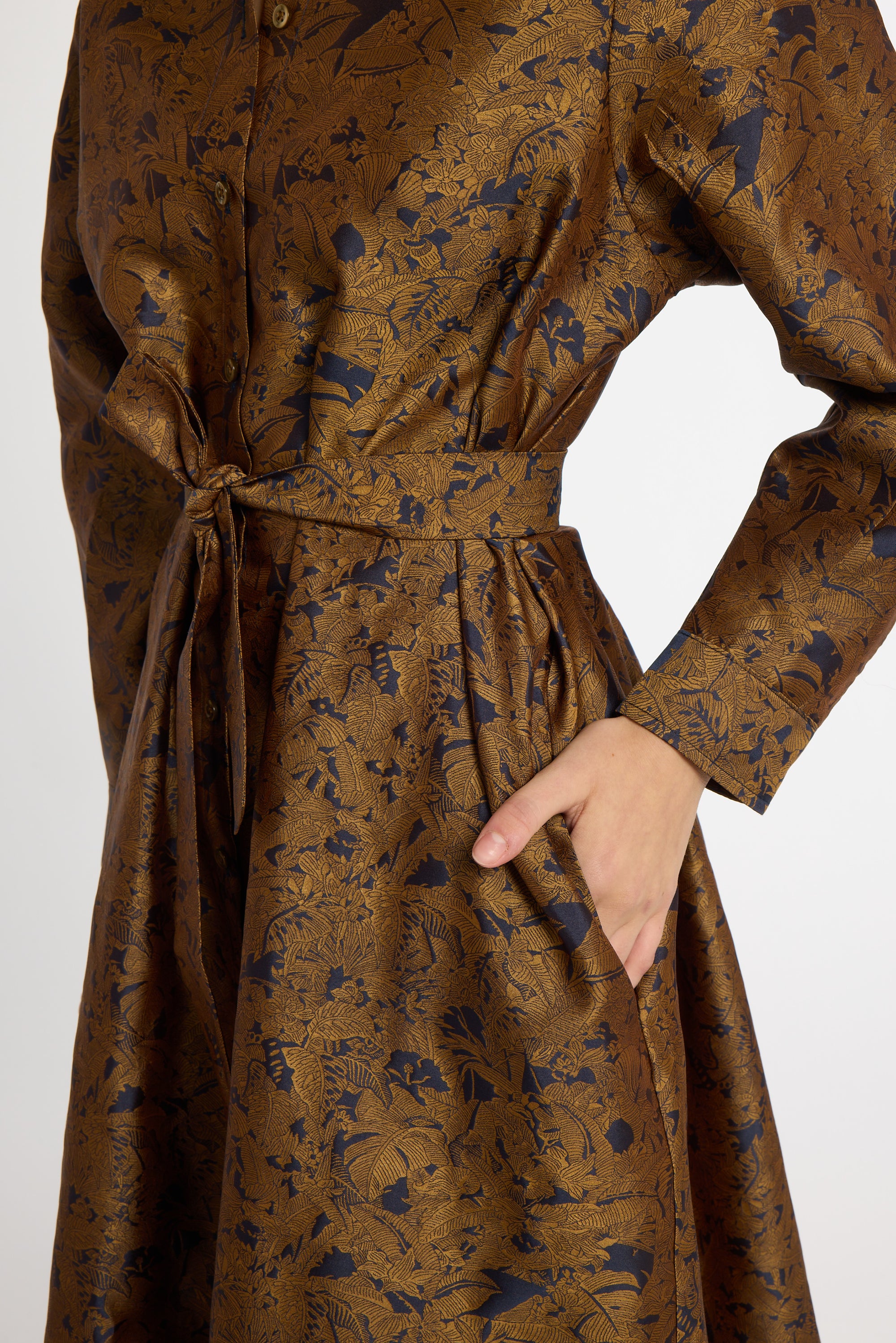 Limited Edition Eleanor Shirt Dress Navy & Copper Floral