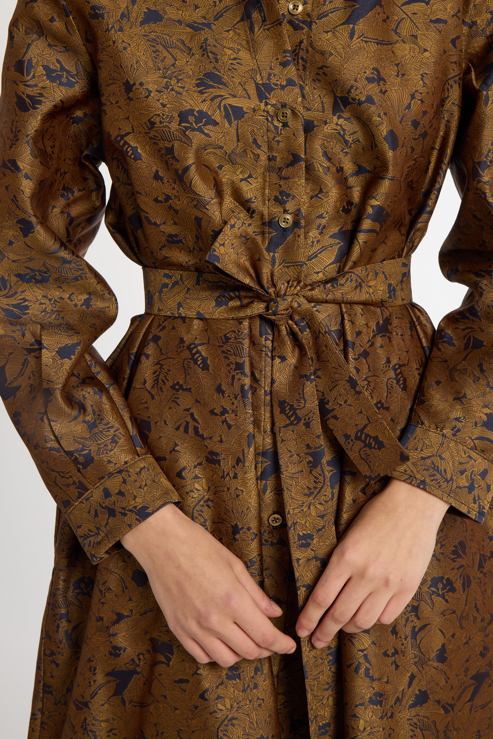 Limited Edition Eleanor Shirt Dress Navy & Copper Floral