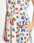 Floral dress with colorful flowers on a white background