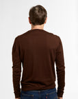Men's All Season Crewneck in Chocolate, back view