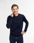 Men's All Season Crewneck in Navy, front view