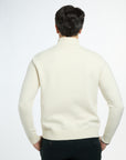 Men’s Baby Cashmere Quarter-Zip in Cream, back view