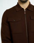 Men’s Shacket in Chocolate, close-up detail