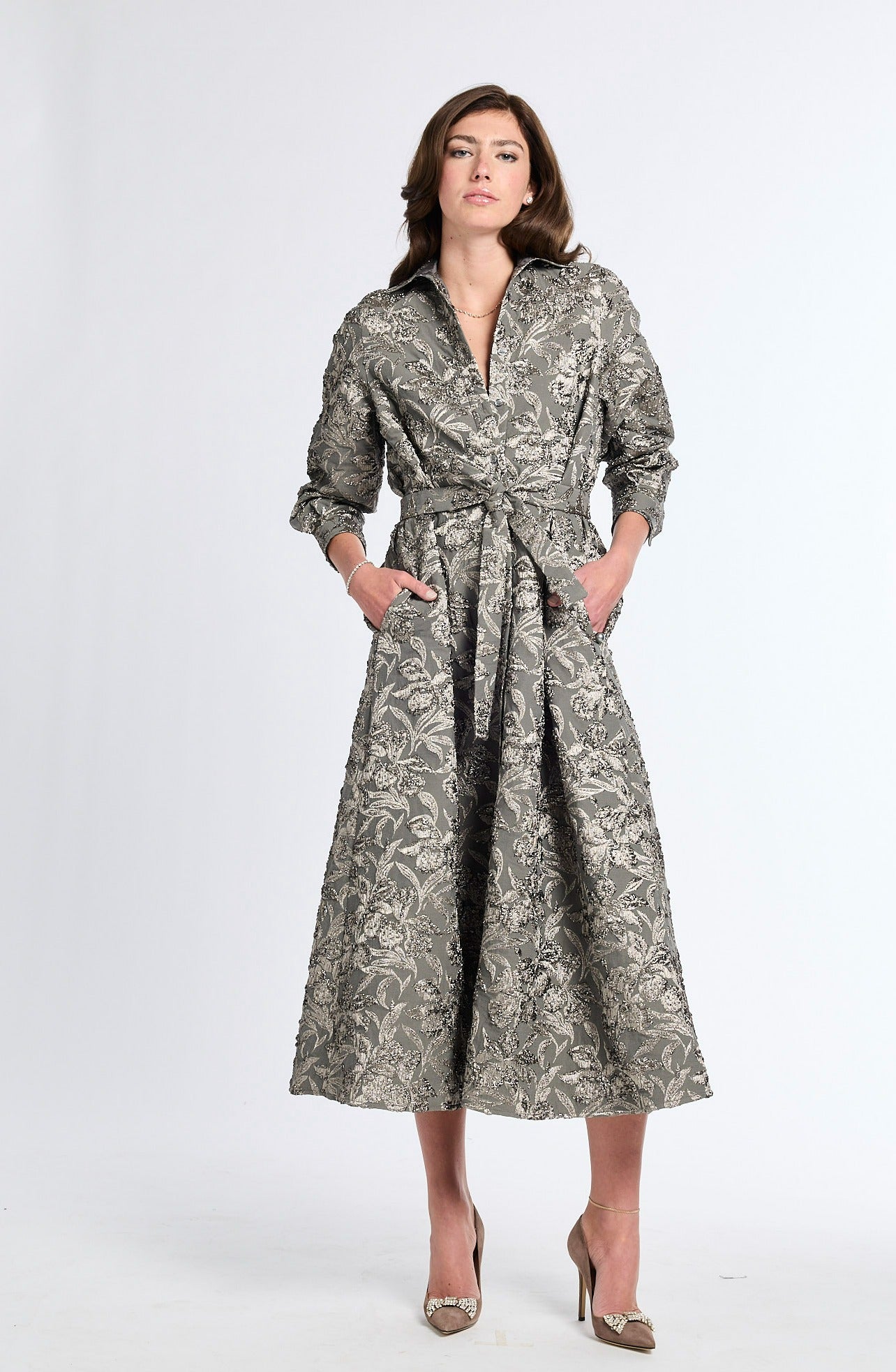 Eleanor Shirt Dress 2XL / Sterling Brocade