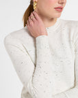 Crewneck with Slit in Domino Multi, close-up detail | Eleanor Leftwich