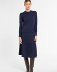 Crewneck with Slit in Midnight Multi, front view | Eleanor Leftwich