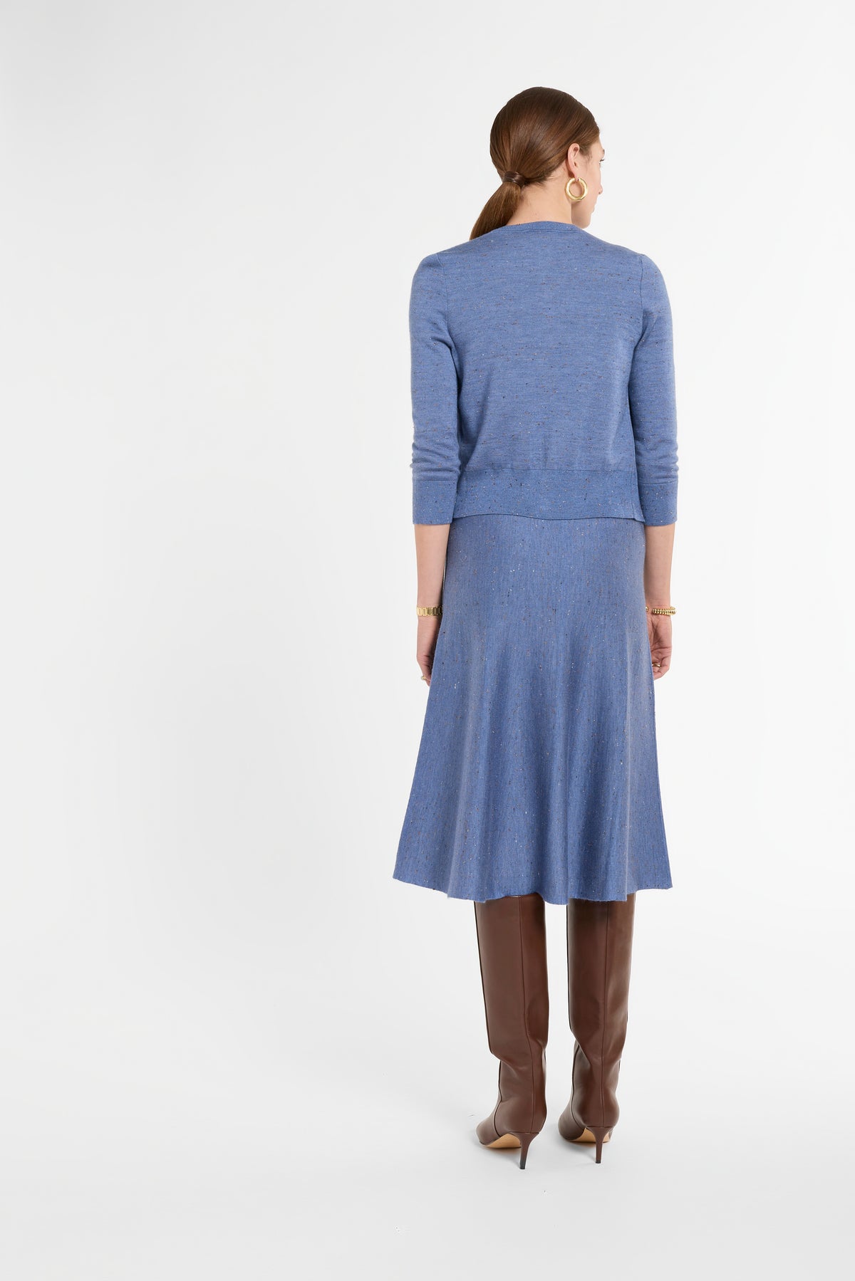 Cropped Cardigan in Delft Multi, back view | Eleanor Leftwich