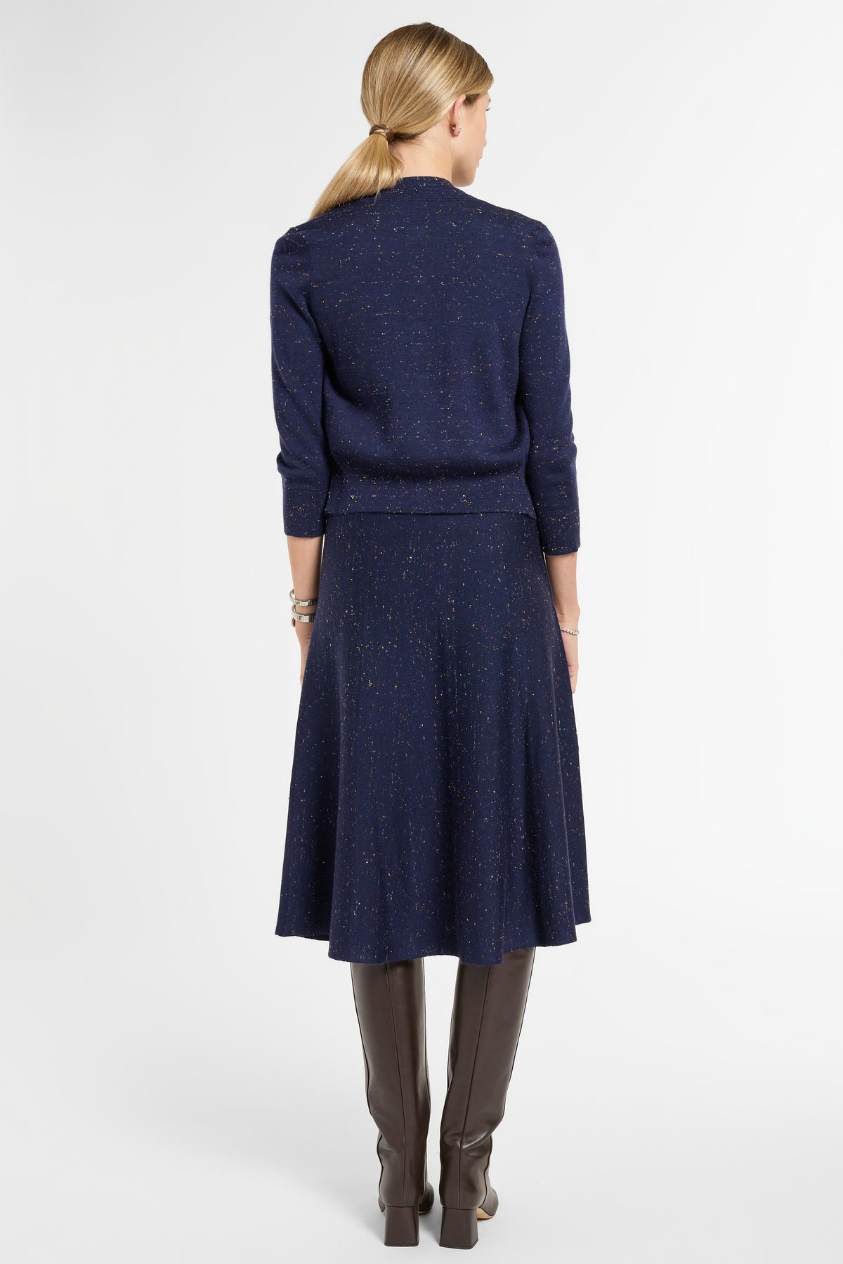Cropped Cardigan in Midnight Multi, back view | Eleanor Leftwich