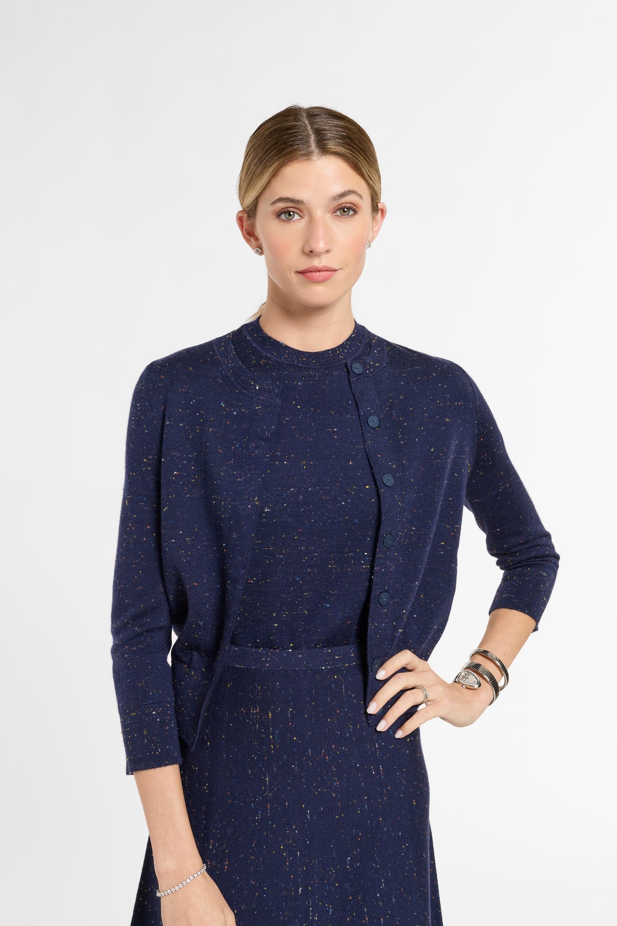 Cropped Cardigan in Midnight Multi, close-up detail | Eleanor Leftwich