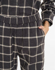 Diane Pants in Dark Grey Flannel, close-up detail | Eleanor Leftwich