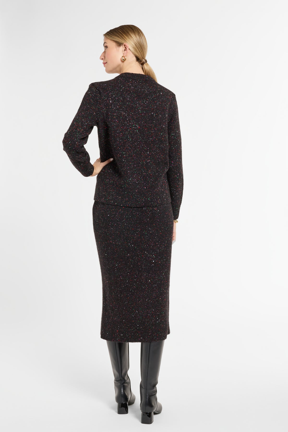 Donegal Button Crewneck in Milky Way, back view | Eleanor Leftwich