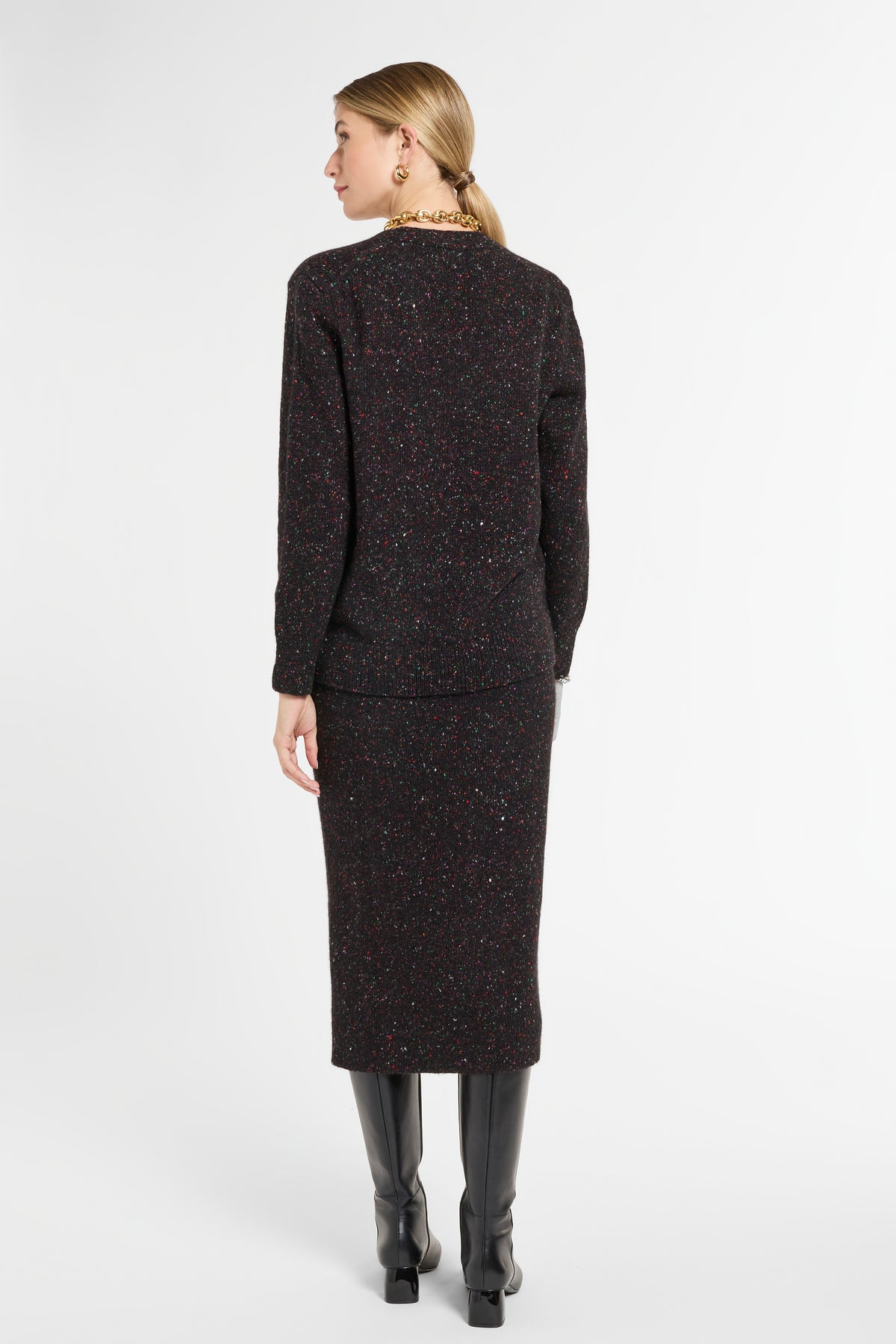 Donegal Cardigan in Milky Way, back view | Eleanor Leftwich