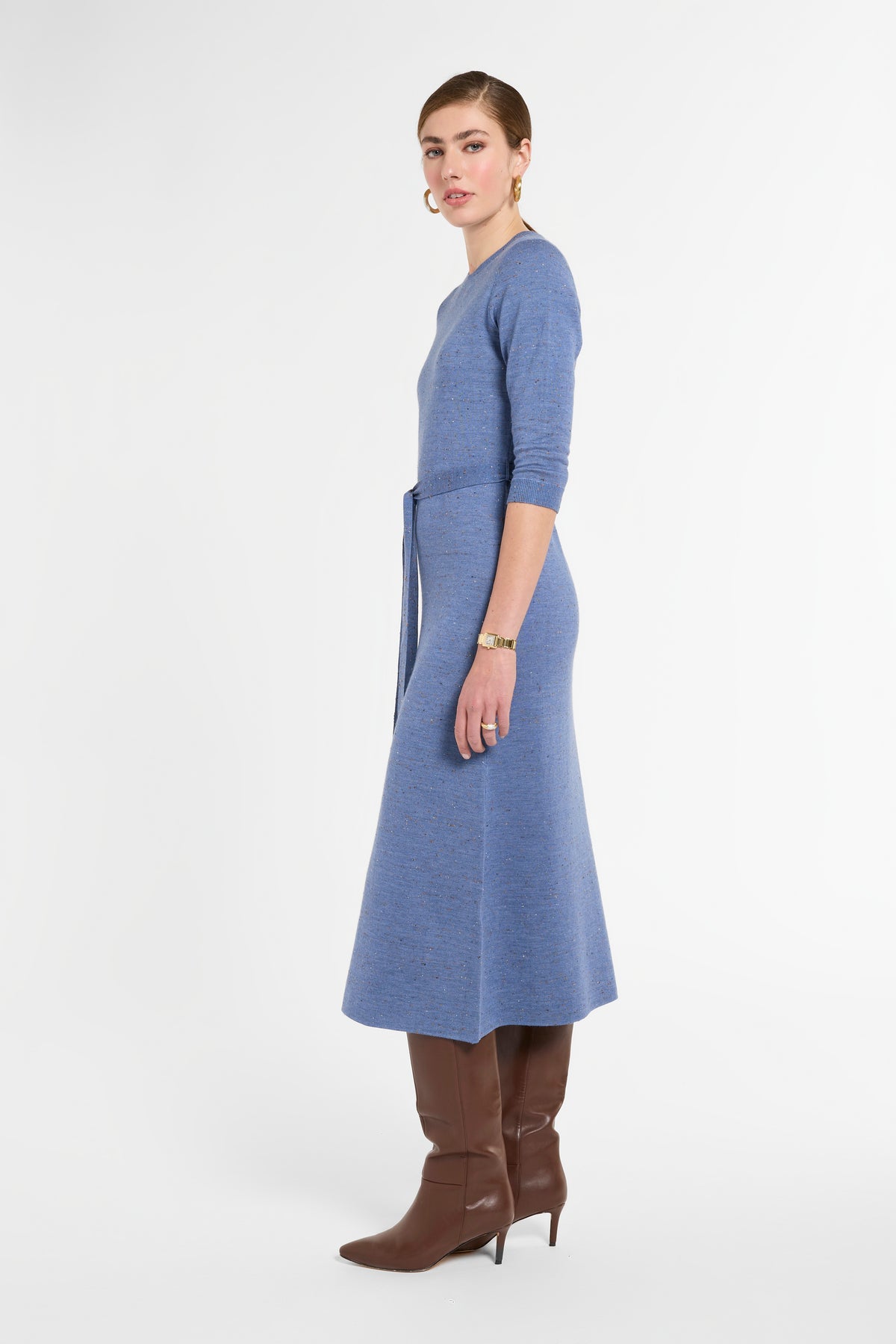 Easy Fit Dress in Delft Multi, side view | Eleanor Leftwich