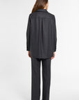 Eleanor Shirt in Charcoal Chalk Stripe, back view | Eleanor Leftwich
