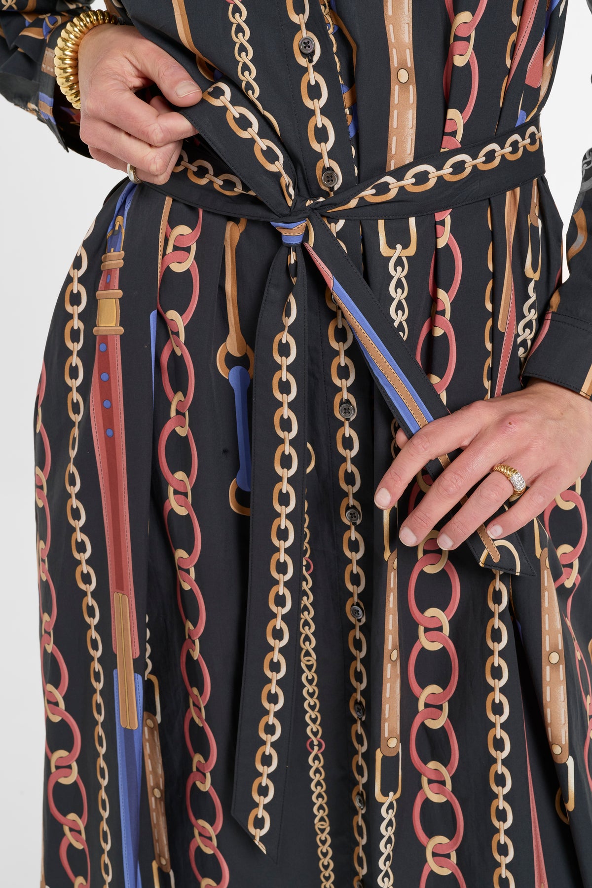 Eleanor Shirt Dress in Chain Print, close-up detail | Eleanor Leftwich