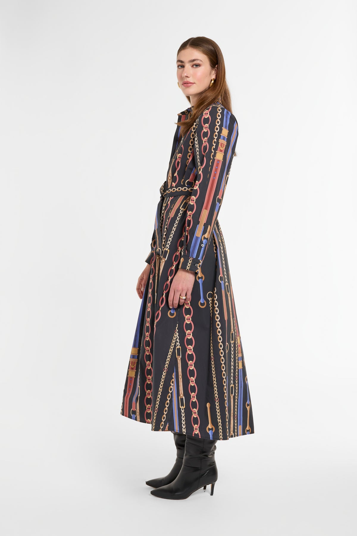 Eleanor Shirt Dress in Chain Print, side view | Eleanor Leftwich