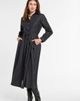 Eleanor Shirt Dress in Charcoal Chalk Stripe, front view | Eleanor Leftwich