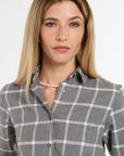 Eleanor Shirt in Grey Flannel, close-up detail | Eleanor Leftwich