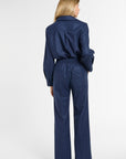 Ellis Pants in Midnight Chalk Stripe, back view | Eleanor Leftwich