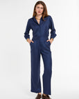 Ellis Pants in Navy Cashmere Silk, front view | Eleanor Leftwich