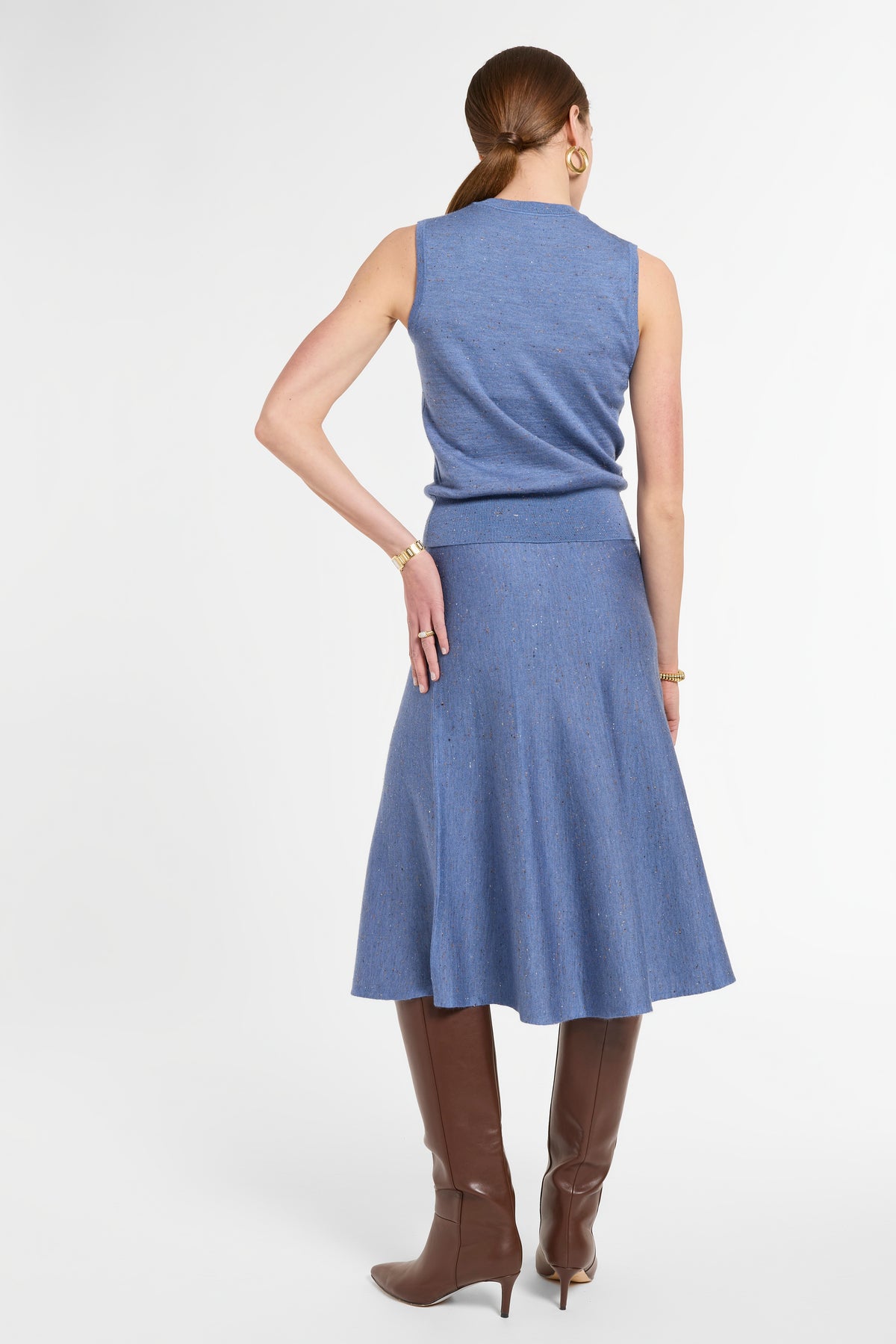 Flared Skirt in Delft Multi, back view | Eleanor Leftwich