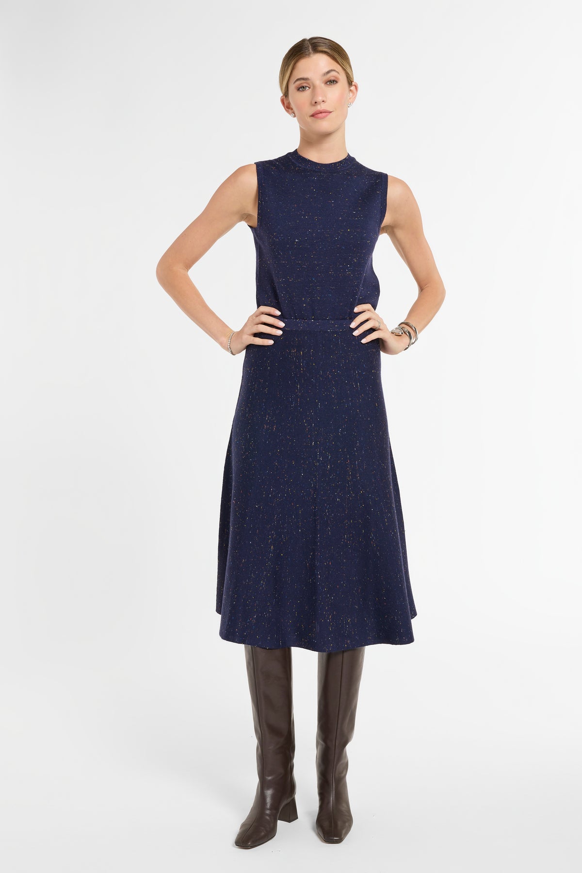 Flared Skirt in Midnight Multi, front view | Eleanor Leftwich