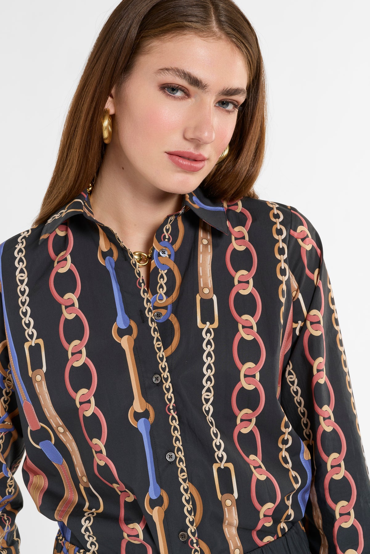 Jackie Shirt in Chain Print, close-up detail | Eleanor Leftwich