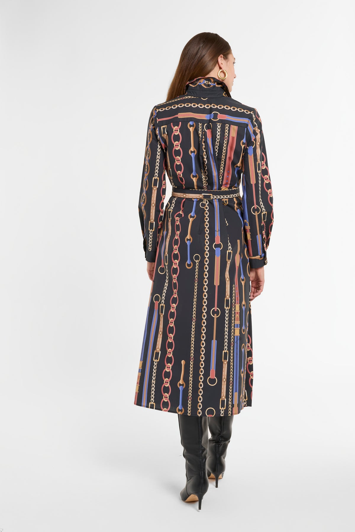 Jackie Shirt Dress in Chain Print, back view | Eleanor Leftwich