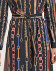 Jackie Shirt Dress in Chain Print, close-up detail | Eleanor Leftwich