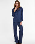 Jackie Shirt in Navy Cashmere Silk, front view | Eleanor Leftwich