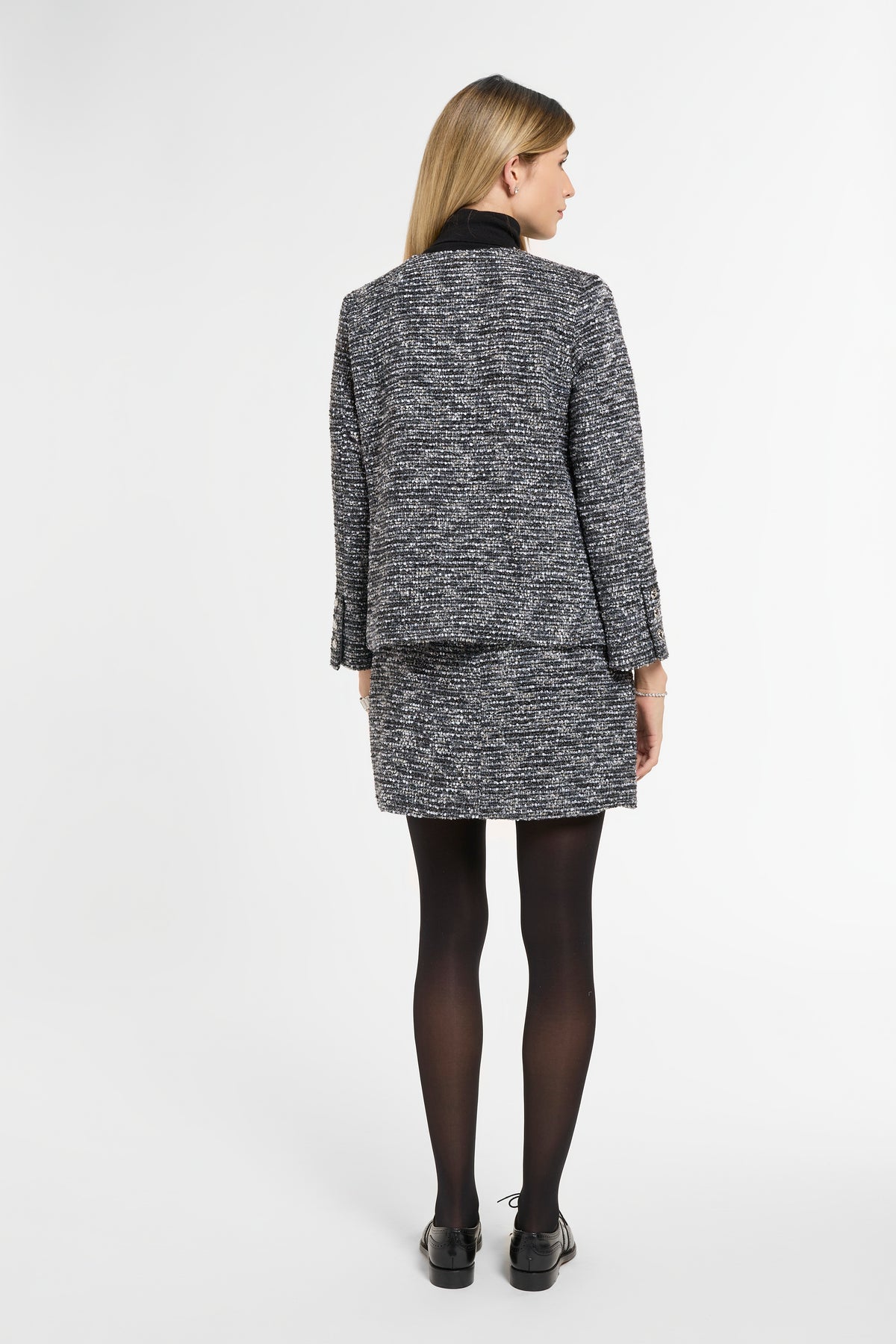 Mac Blazer in Grey Sparkle Tweed, back view | Eleanor Leftwich